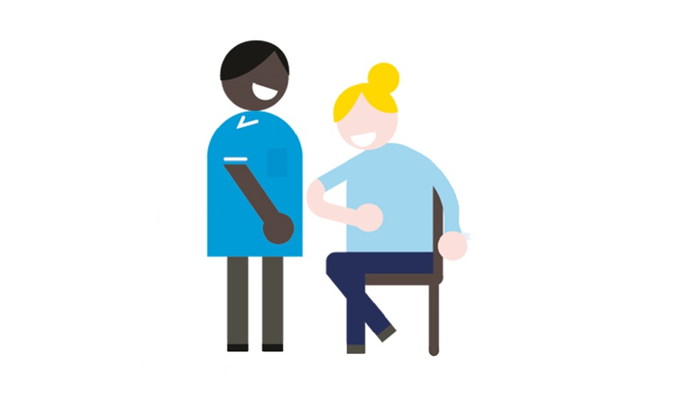 Graphic of nurse with patient