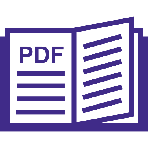 Graphic icon of open PDF document