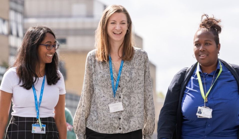 Members of staff outside hospital